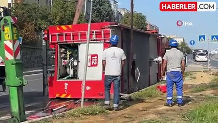Başakşehir'de yangın ihbarına giden itfaiye aracı kazaya karıştı