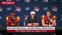 USC Trojans Coach Lincoln Riley Reacts To Upset Win Over LSU Tiger