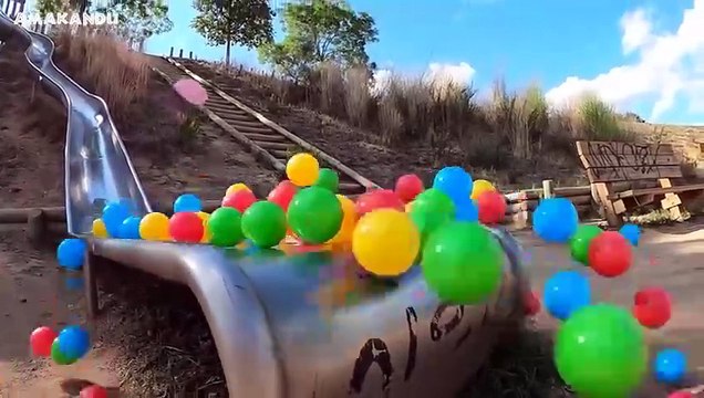 1000 Marbles Super Slide Marble Run Race vs Water Balloons _ Colorful Pop Tubes _ ASMR Whirlpool 5A