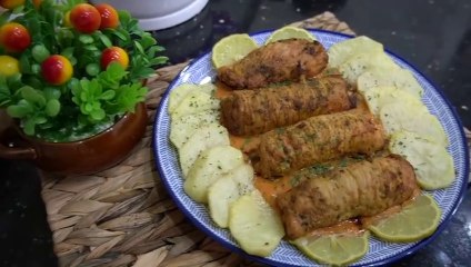مطبخ ام وليد   رولي سكالوب محشي في الفرن مع صوص اكثر من رائعة و بزاف سهلة في التحضير .