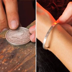 Transforming a coin into a dainty bracelet 
