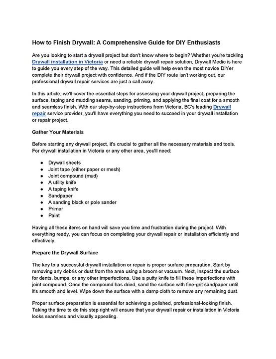 How to Finish Drywall - A Comprehensive Guide for DIY Enthusiasts