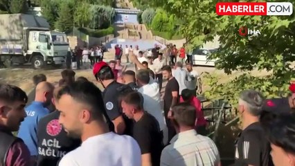 Minibüsün dereye düştüğü kazanın görüntüleri ortaya çıktı