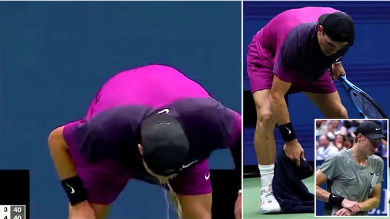 Jack Draper VOMITS on court after battling hard in his second set against world No 1 Jannik Sinner in US Open semi-final No 1 Jannik Sinner in US Open semi-final