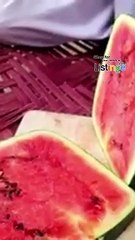 slice the red and sweet Square watermelon