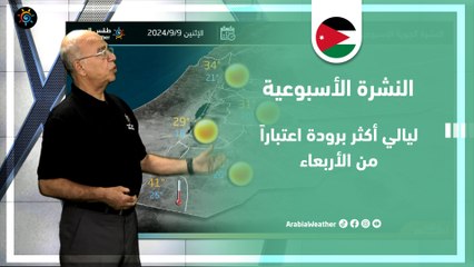 الأردن النشرة الأسبوعية | ليالي أكثر برودة اعتباراً من الأربعاء | الأحد 8-9-2024