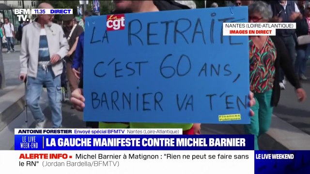Pour ce manifestant nantais, Michel Barnier symbolise le 'coup de force' d'Emmanuel Macron