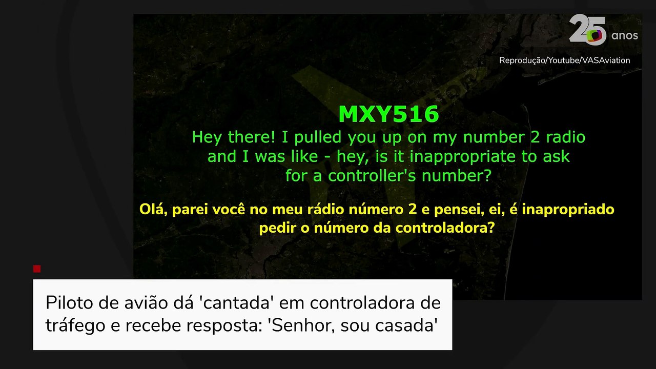 Piloto de avião dá 'cantada' em controladora de tráfego e recebe resposta: 'Senhor, sou casada'
