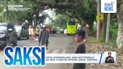 Babae, patay matapos sumemplang ang motorsiklo at masagasaan ng bus; 4-anyos niyang anak, kritikal | Saksi