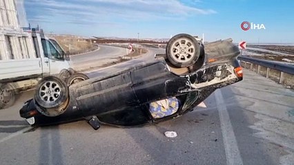 Köpeğe çarpmamak için kaza yaptı