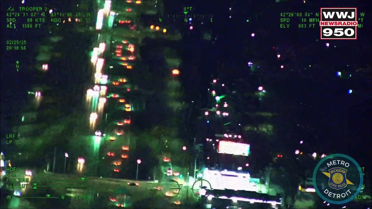 MSP Helicopter tracks armed suspect in Detroit