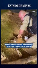 Polícia Militar descobre arma enterrada perto de campo de futebol