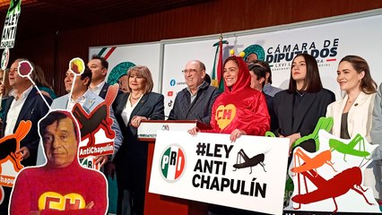 Diputada se disfraza como el "Chapulín Colorado" para promover la Ley Antichapulín