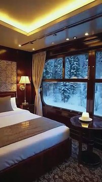 Train Cabin with Cozy Bed.