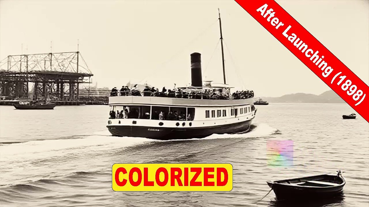 After Launching Japanese cruiser Chitose(1898) | Colorized