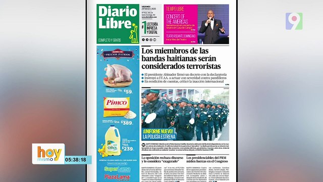 Titulares prensa dominicana viernes 28 de febrero 2025 | Hoy Mismo