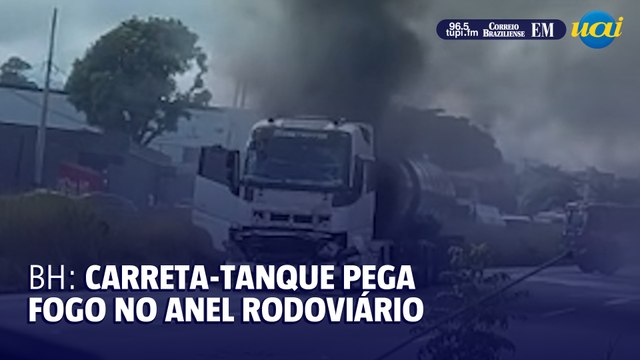 BH: Carreta-tanque pega fogo no Anel Rodoviário