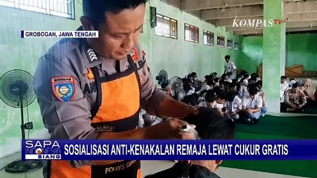 Cara Unik Bhabinkamtibmas Sosialisasikan Anti-Kenakalan Remaja Lewat Cukur Gratis