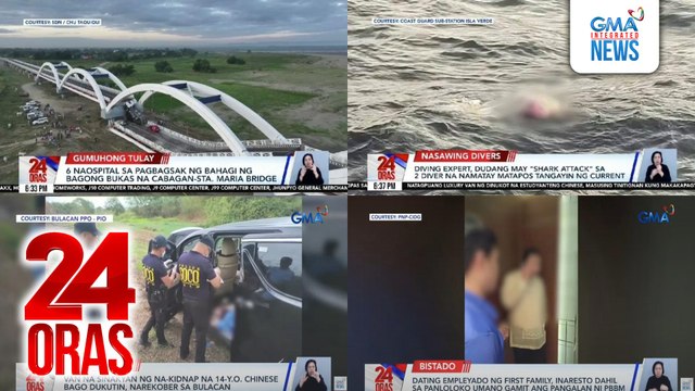 24 Oras: (Part 1) 6 naospital sa pagbagsak ng bahagi ng bagong bukas na Cabagan-Sta. Maria Bridge; 2 Russian scuba divers, patay matapos tangayin ng malakas na agos; isa natagpuang wala nang braso; singil sa toll ng NLEX, magtataas simula March 2, atbp.