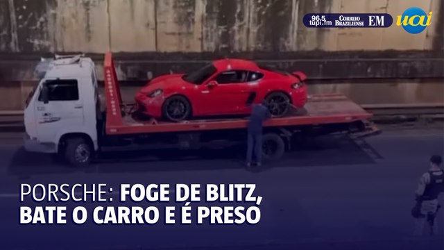 Motorista de Porsche é preso ao fugir de blitz, ser perseguido e bater o carro