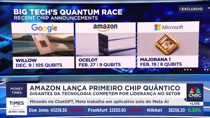 Amazon lança chip quântico em corrida tecnológica contra Google e Microsoft