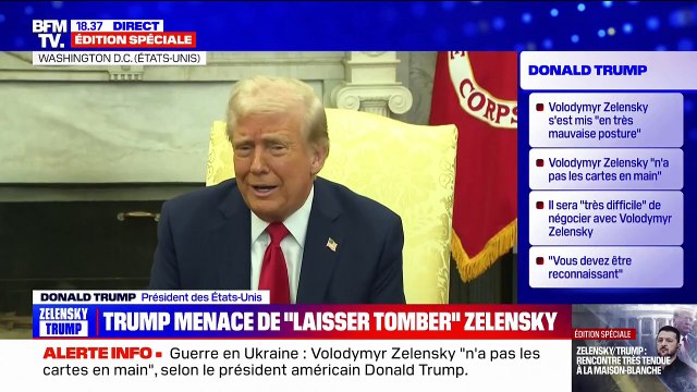Donald Trump, au sujet de Volodymyr Zelensky: Cette haine qu'il a pour Poutine, c'est très dur de trouver un accord dans cette situation