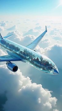 Transparent airplane above the clouds. 🛩Art-Prompts by @predmet_aiTools (Flux • Adobe After Effects • Kling AI)#clouds #sky #nature #ai #magic #aesthetic