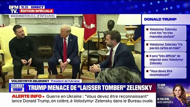 Ukraine: échange très tendu entre Volodymyr Zelensky et Donald Trump dans le bureau ovale