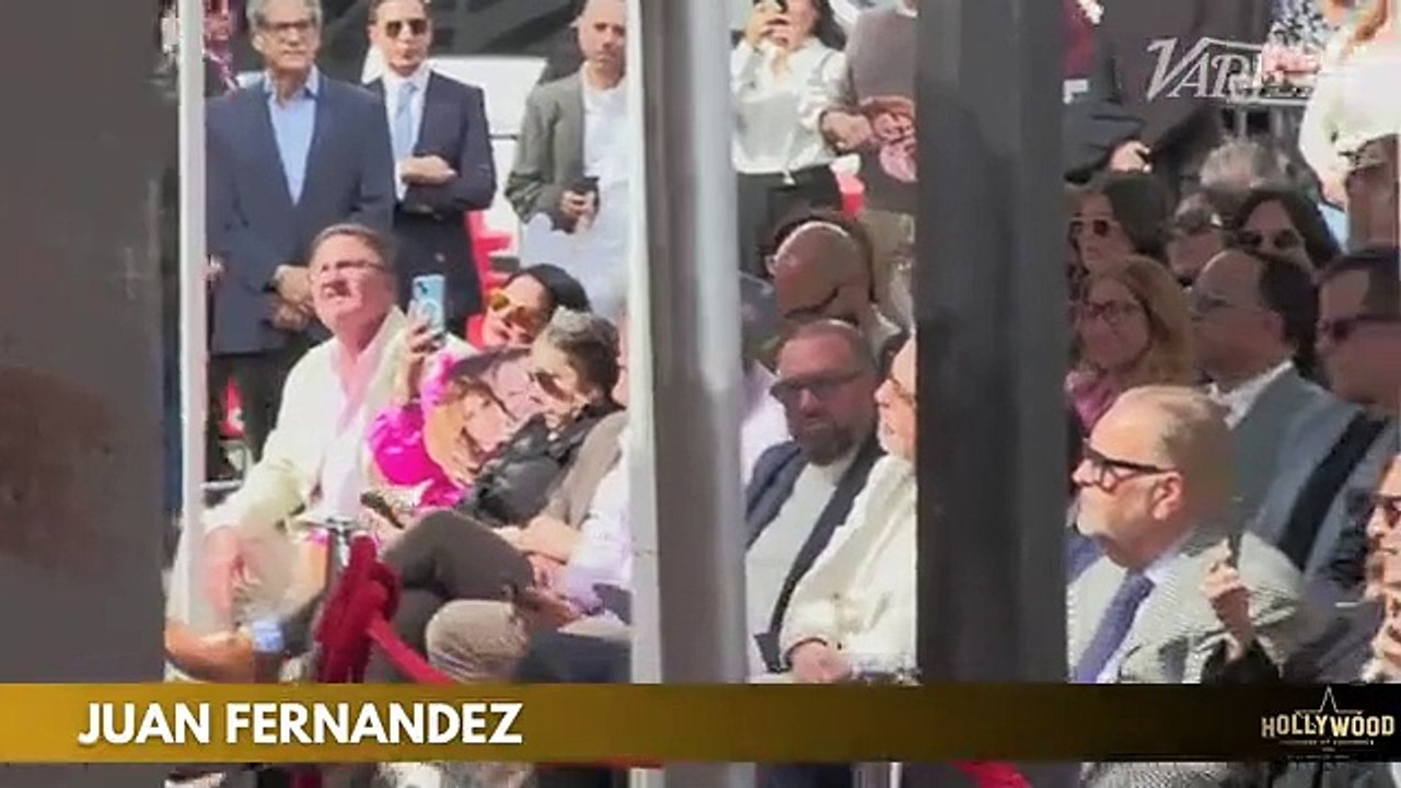 Juan Fernandez speaks at the Lili Estafan and Raul De Molina Hollywood Walk of Fame ceremony