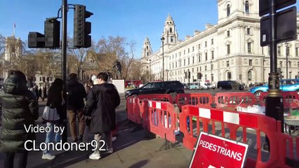 Buses and Trucks in Westminster, Central London - February 2023