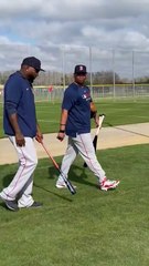 David Ortiz junto a Rafael Devers en los entrenamientos de Boston