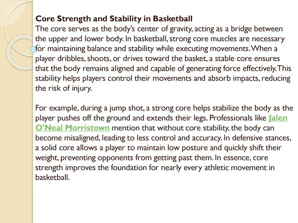 Strengthening Core Muscles Enhancing Basketball Performance with Professionals like Jalen O'Neal