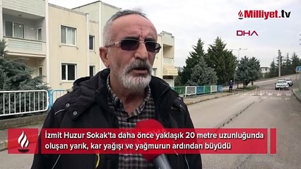 Kar yağışından sonra yarık büyüdü, istinat duvarında dökülme oldu