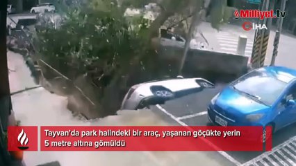Tayvan’da çöken yol aracı yuttu