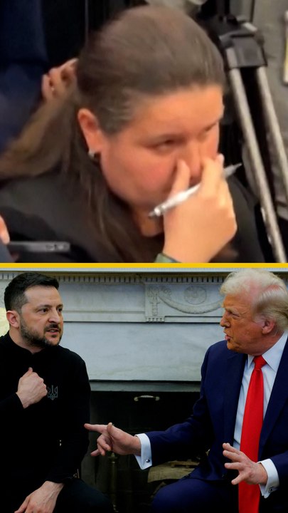La embajadora de Ucrania en EE UU, con las manos en la cabeza durante la discusión entre Trump y Zelenski