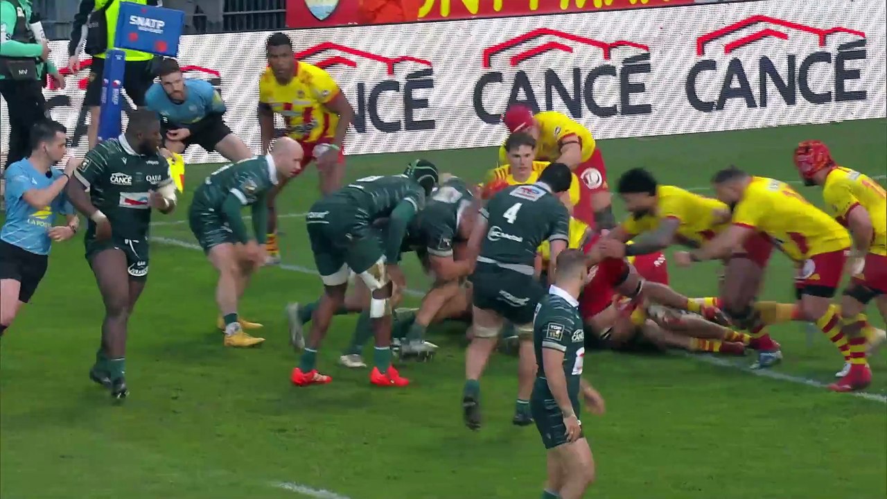 TOP 14 - Essai de Aaron GRANDIDIER (SP) - Section Paloise - USA Perpignan