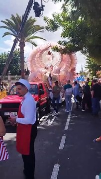 Un árbol impide el paso de la Reina del Carnaval de Las Palmas de Gran Canaria