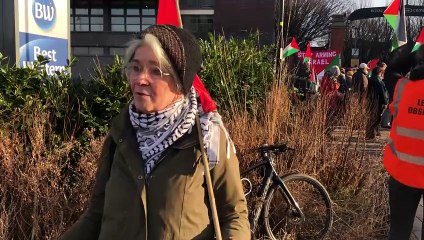 Protesters demonstrate outside regional Labour Party conference in Sheffield