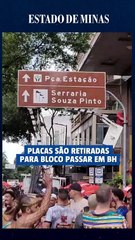 Bloco da Calixto para no trajeto por placas não removidas