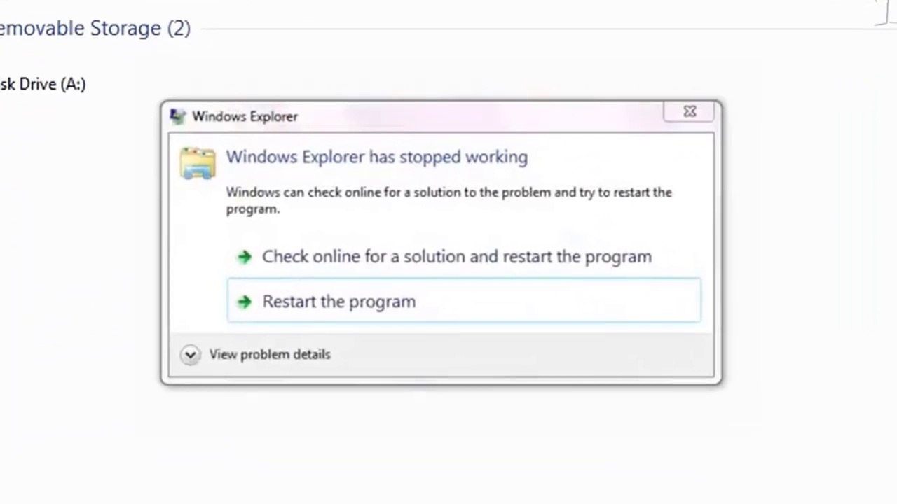 how to fix windows explorer has stopped working on Windows 7
