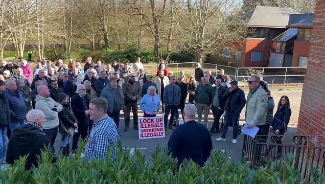 Protest outside Wates House in opposition to plans to house asylum seekers in the flats