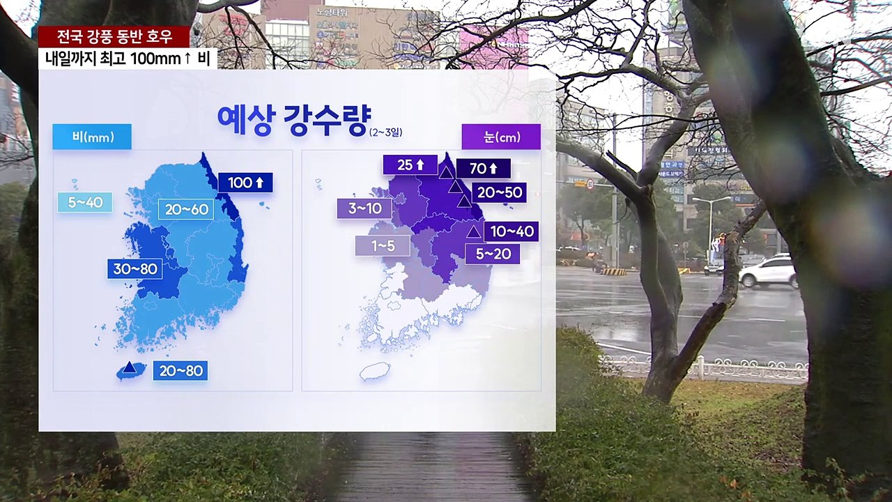 [날씨] 오후부터 전국 강풍 동반 봄 호우...영동 나흘간 1m 폭설 / YTN