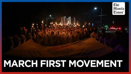 South Koreans march to celebrate March First Movement for independence