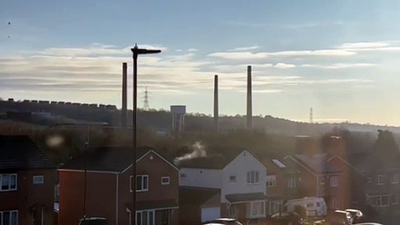 Another view of the chimney demolition in Sheffield which gave residents a shock