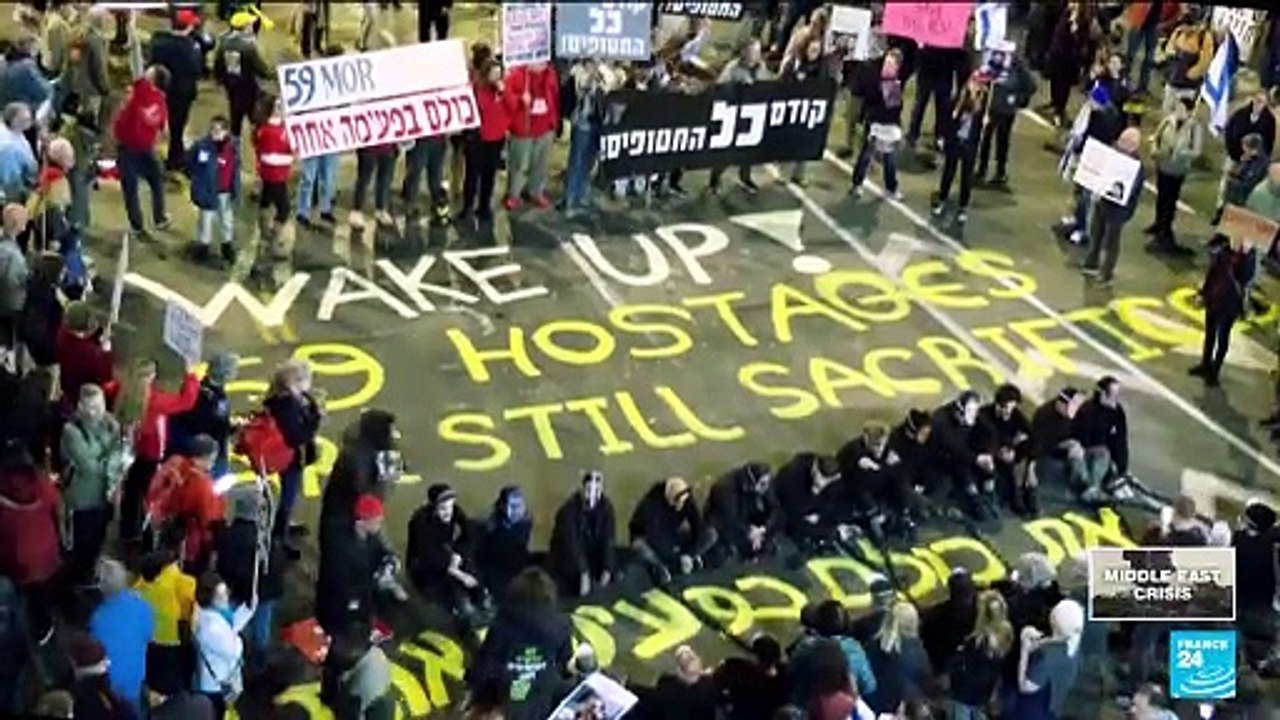 Families of Israeli hostages protest as first phase of Gaza ceasefire ends