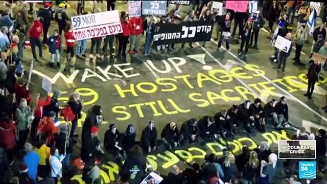 Families of Israeli hostages protest as first phase of Gaza ceasefire ends