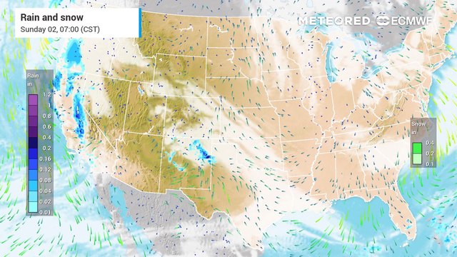 A storm moving through the central U.S. early in the week will produce severe thunderstorms and heavy snow.