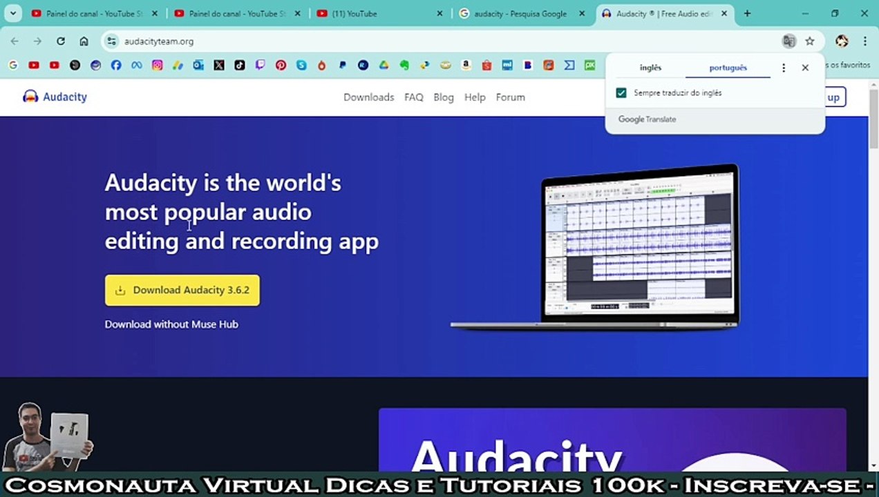 Encontrar versões antigas do audacity
