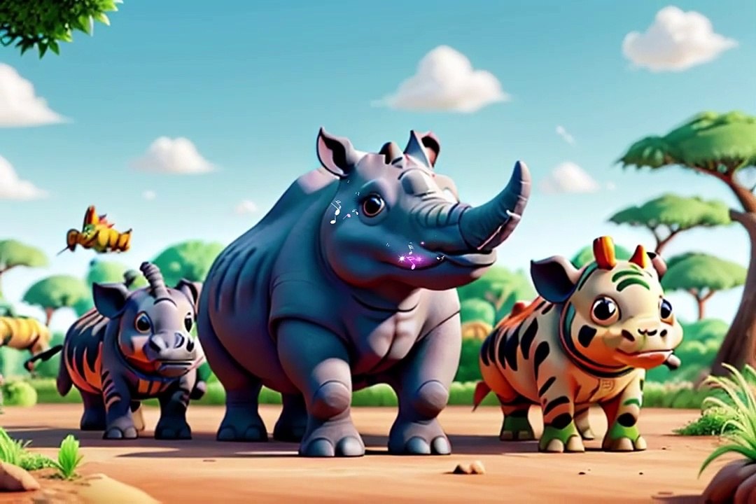 Rhino's song KidsMusic-kidssongs-nursery rhymes-kids story time-DancingAnimals-CreativePlaytime