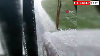 Ardahan'da Dolu Yağışı Hanak'ı Beyaza Bürüdü